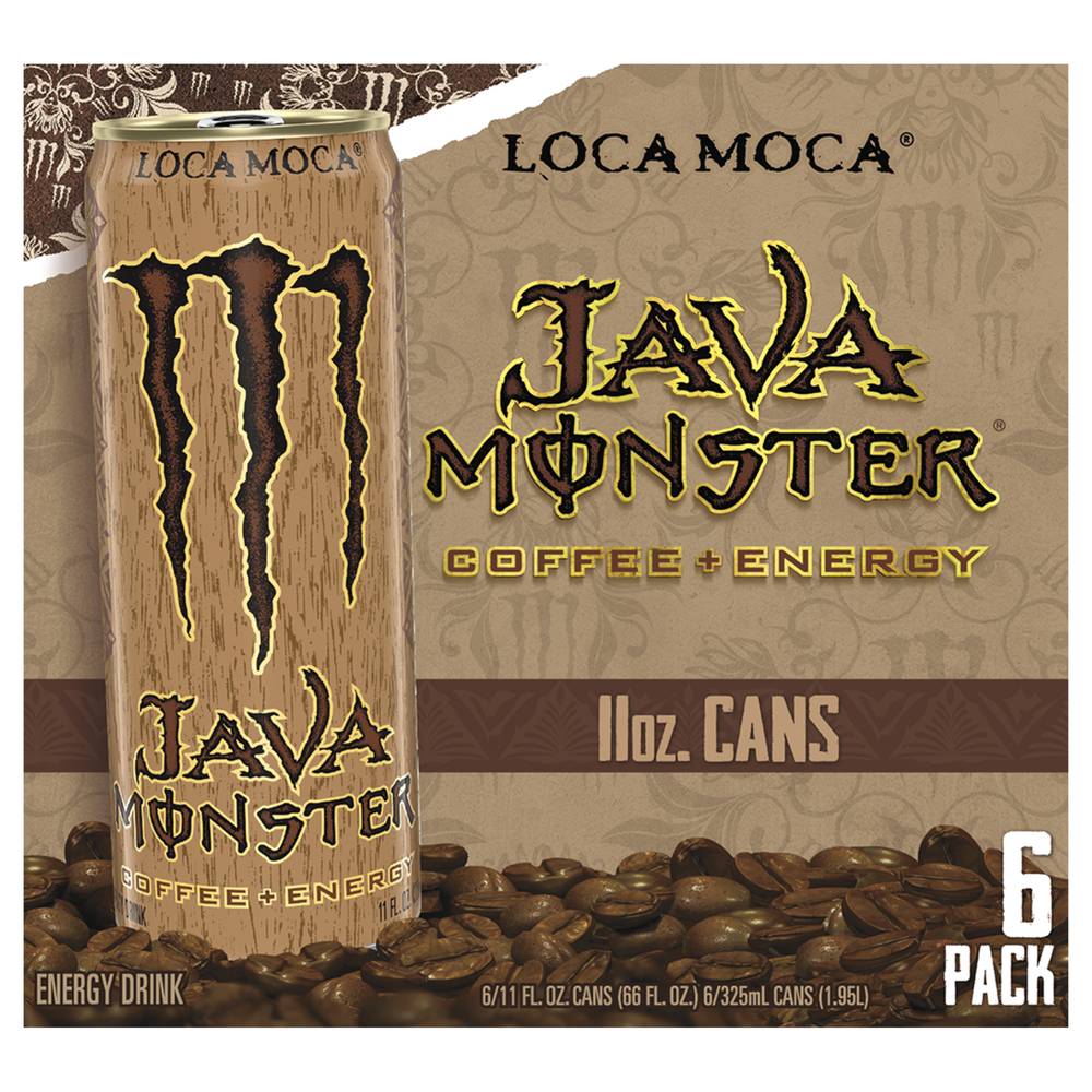 Monster Energy Java Energy Drink, Loca Moca- Coffee (6 x 11 fl oz)