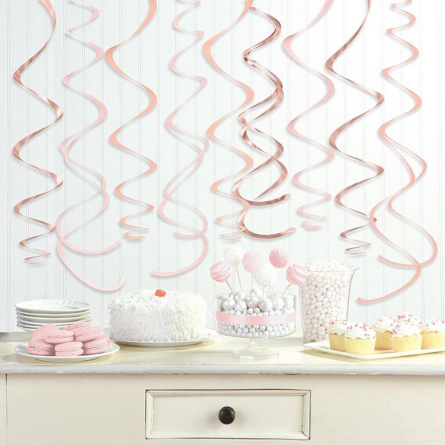 Party City Swirl Decorations (22 in/rose gold)