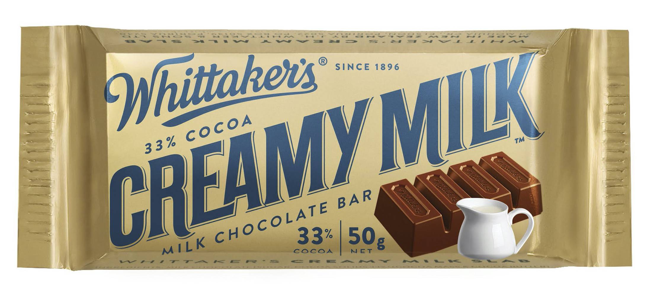 Whittaker's Cream Milk Chocolate Bar, Cocoa (50g)