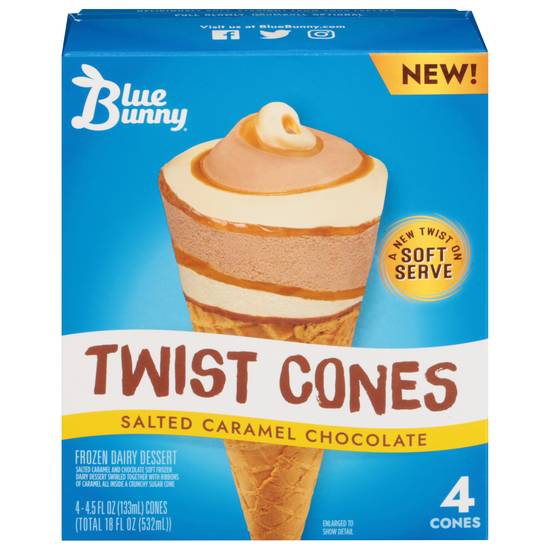 Blue Bunny Salted Caramel Chocolate Twist Cones (4 ct)
