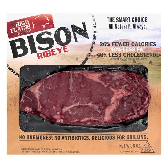 High Plains Bison All Natural Bison Ribeye Steak (8 oz)