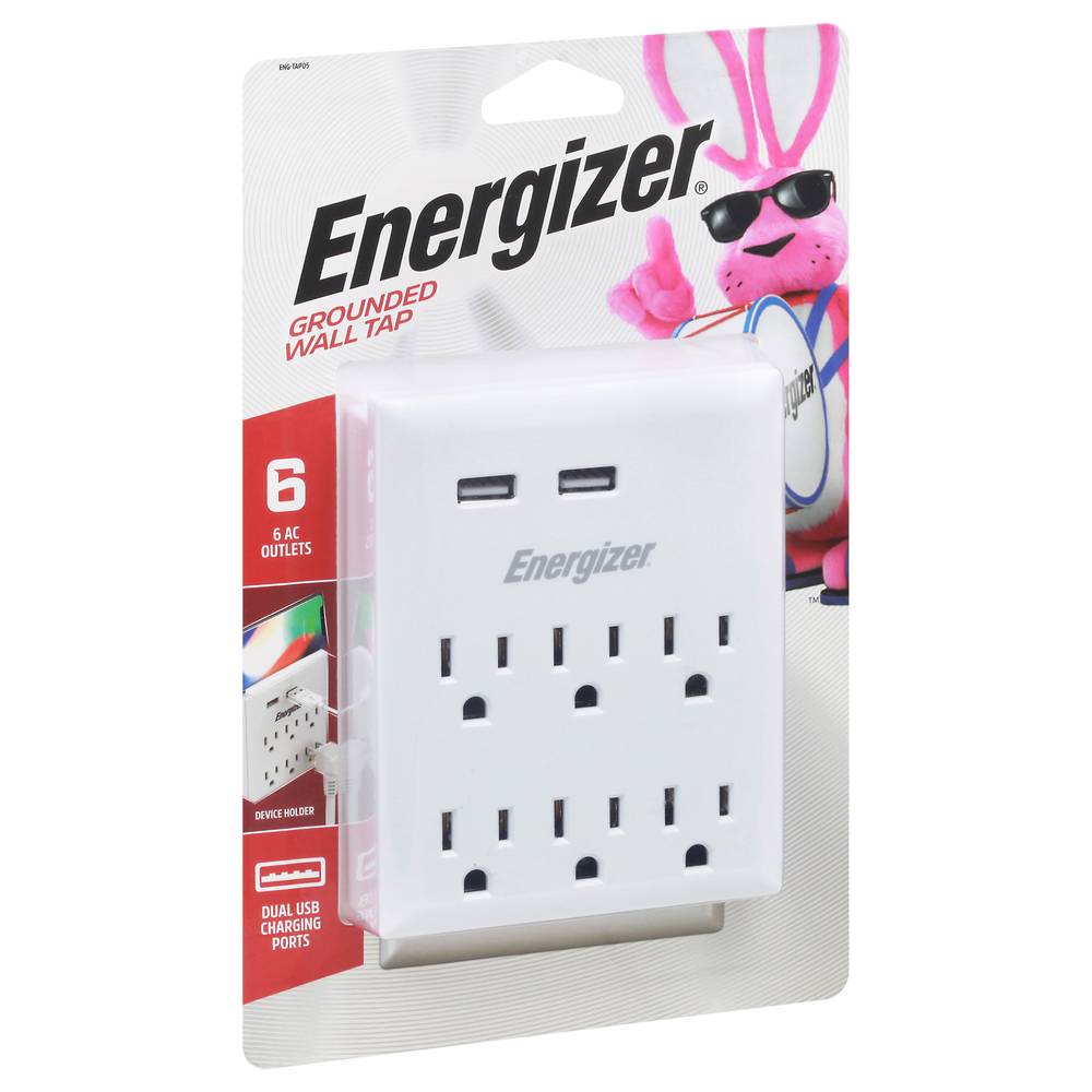 Energizer Dual Usb & Ac Outlets Grounded Wall Tap