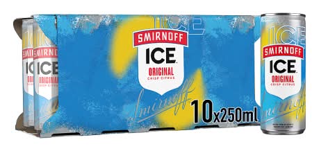 Smirnoff Lemon, Ice Original Ready To Drink Vodka Mixed Drink (10 x 250ml)