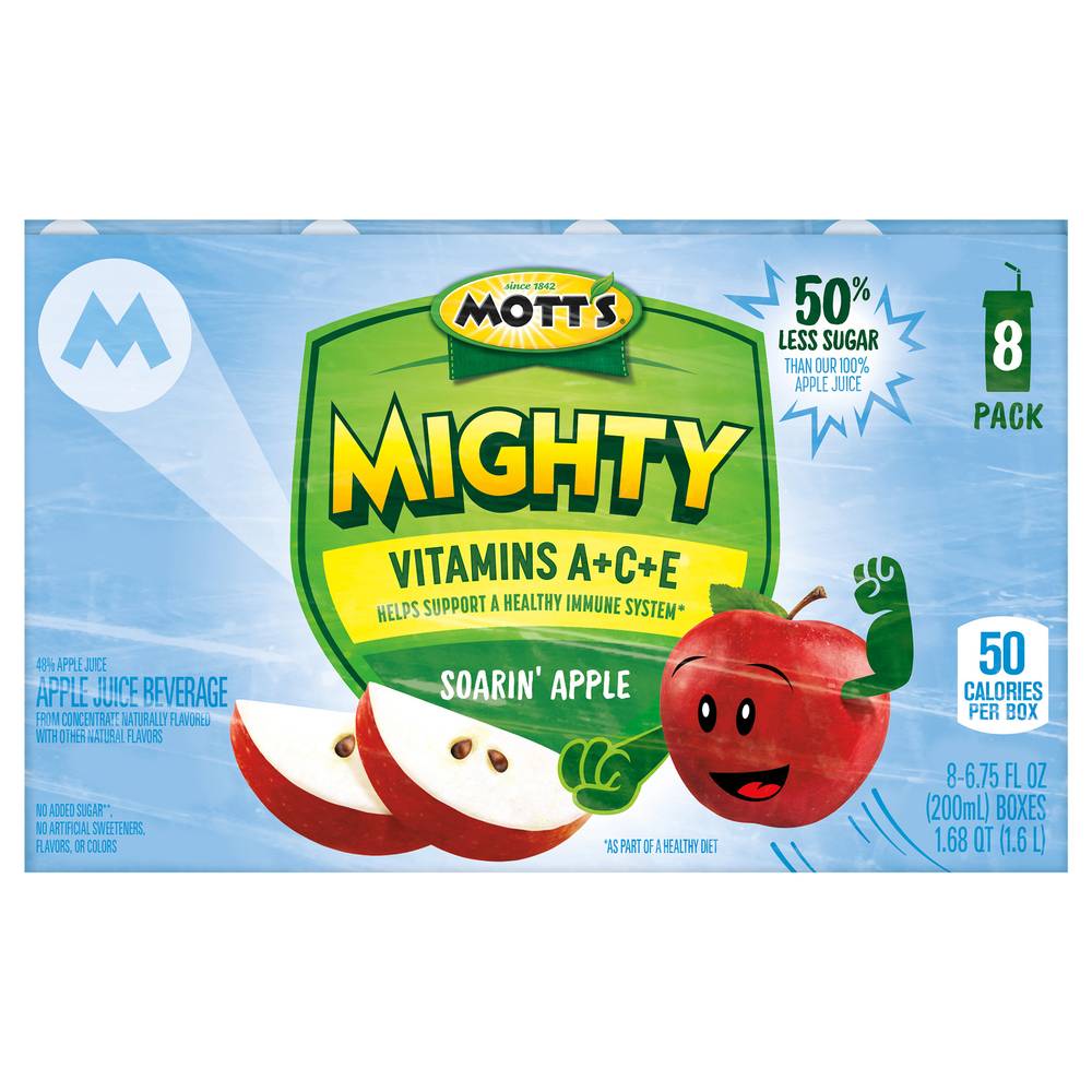 Mott's Mighty Soarin' Apple Juice, 6.75 fl oz Drink Boxes, 8 pack (8 pack)