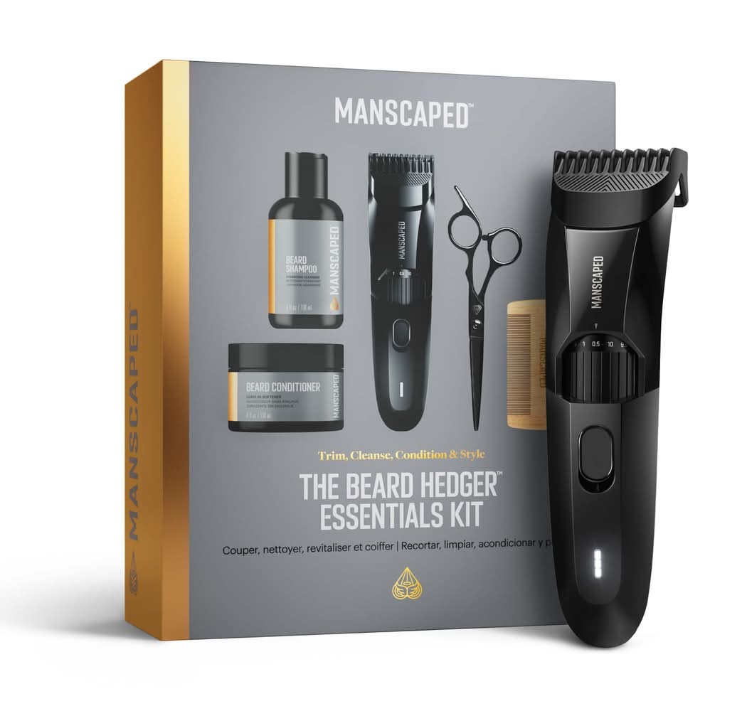 Manscaped - The Beard Hedger Essentials Kit SkinSafe Rechargeable Wet/Dry Trimmer, Facial Hair Shaving Gift Set - Black