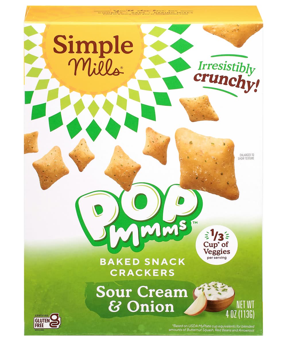 Simple Mills Pop Mmmms Baked Snack Crackers, Sour Cream & Onion (4 oz)