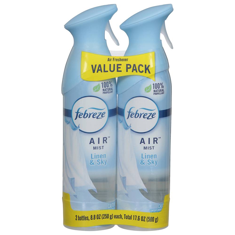 Febreze 100% Natural Propellant Air Fresher, Air Mist Linen & Sky (8.8 oz, 2 ct)