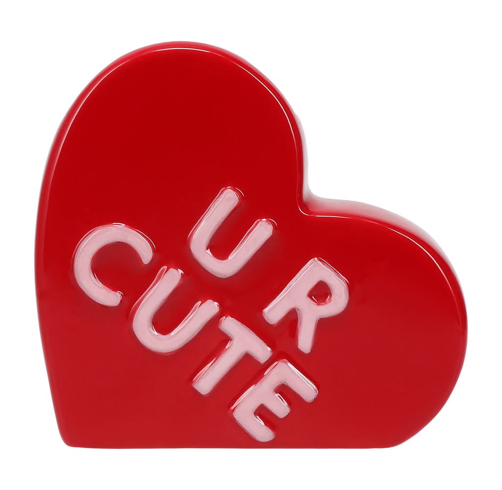 Valentine's Ceramic Heart Vase Red