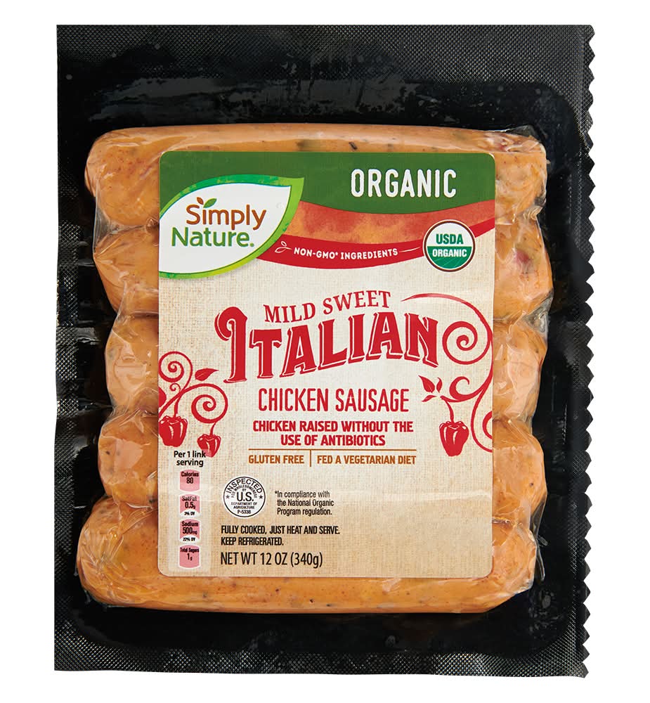 Simply Nature Organic Chicken Sausages, Mild Sweet Italian (12 oz, 5 ct)