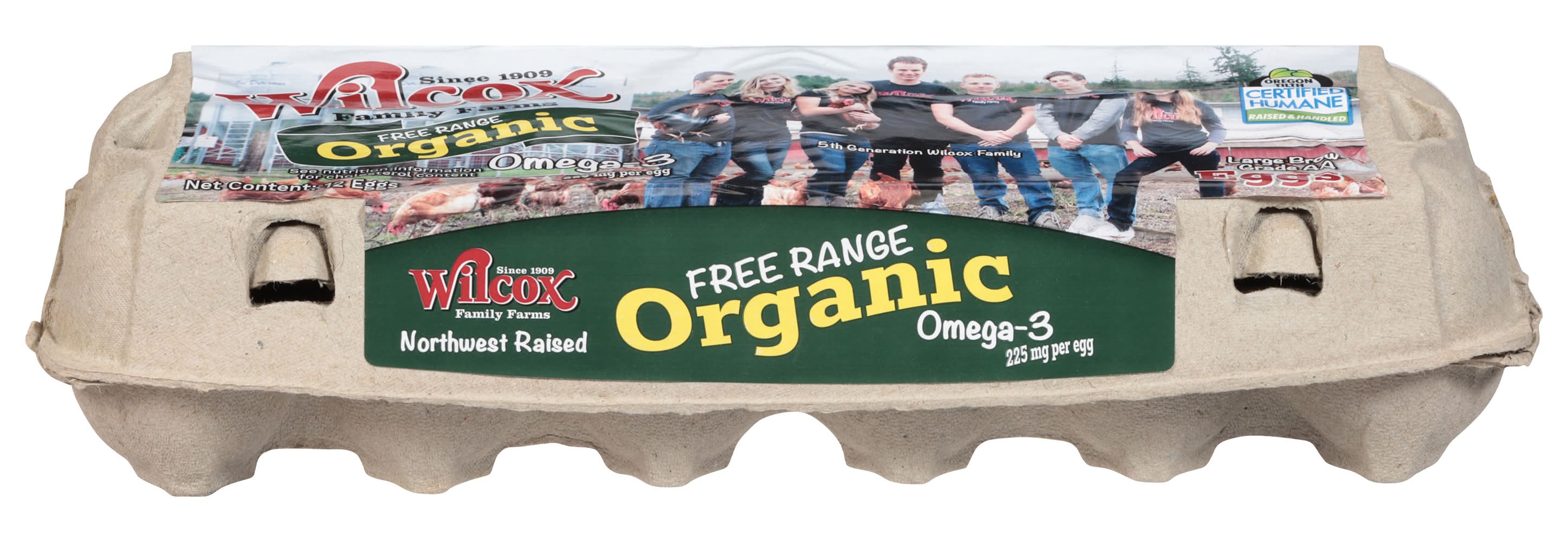 Wilcox Family Farns Omega-3 Organic Grade Aa Eggs, Large, Brown (1.32 lbs, 12 ct)