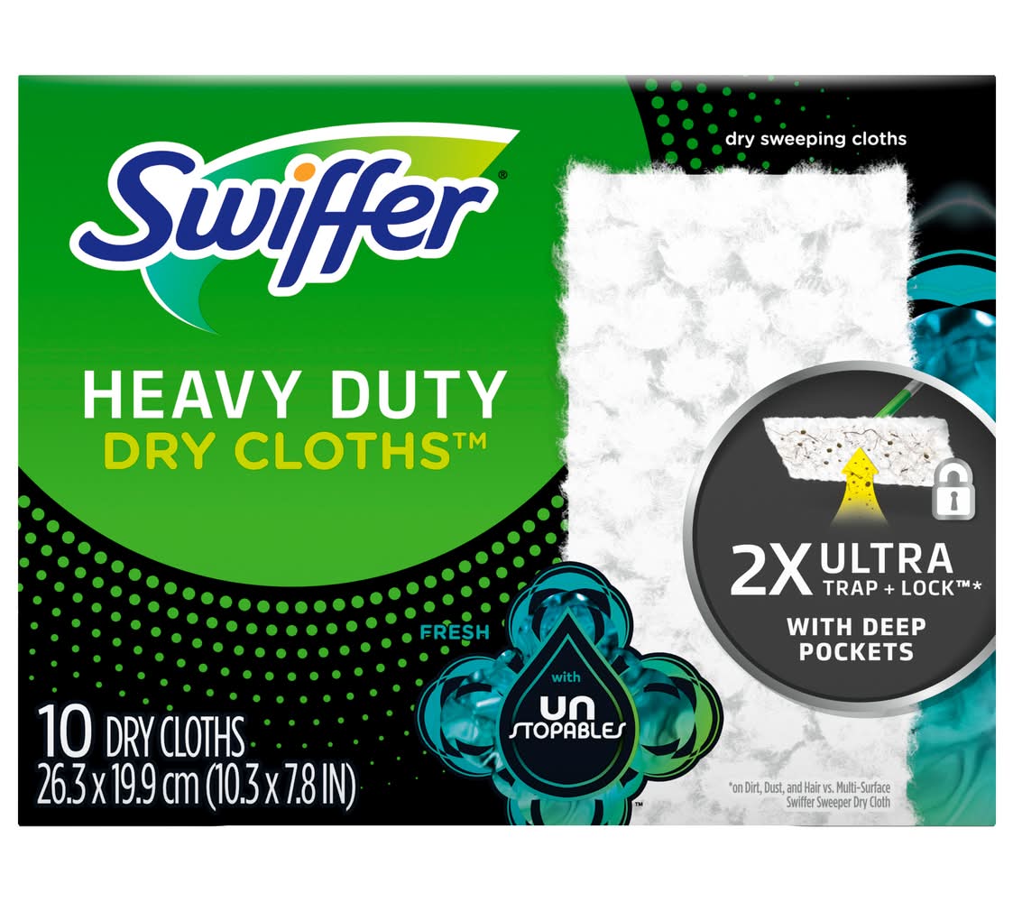 Swiffer Heavy Duty Dry Sweeping Cloths, Fresh, 26.3x19.9 cm (10 ct)