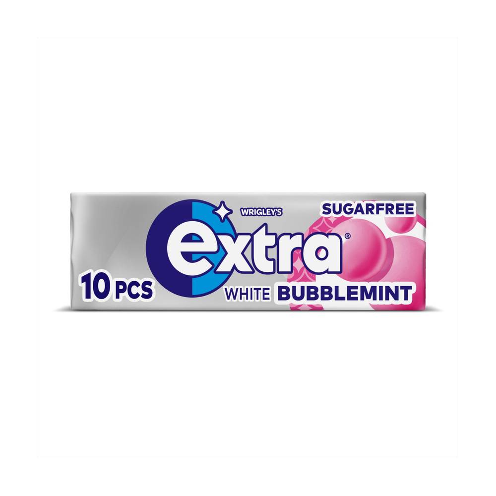 Extra White Bubblemint Chewing Gum Sugar Free 10 Pieces 14g