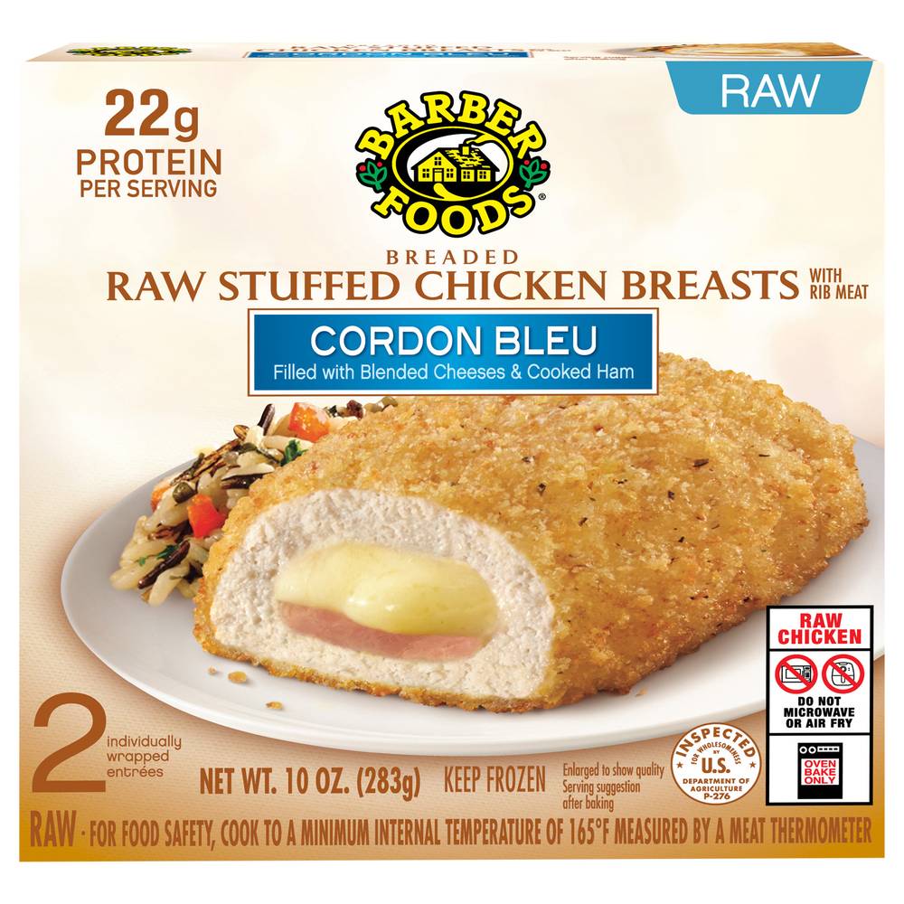 Barber Foods Cordon Bleu Breaded Raw Stuffed Chicken Breasts (2 ct)