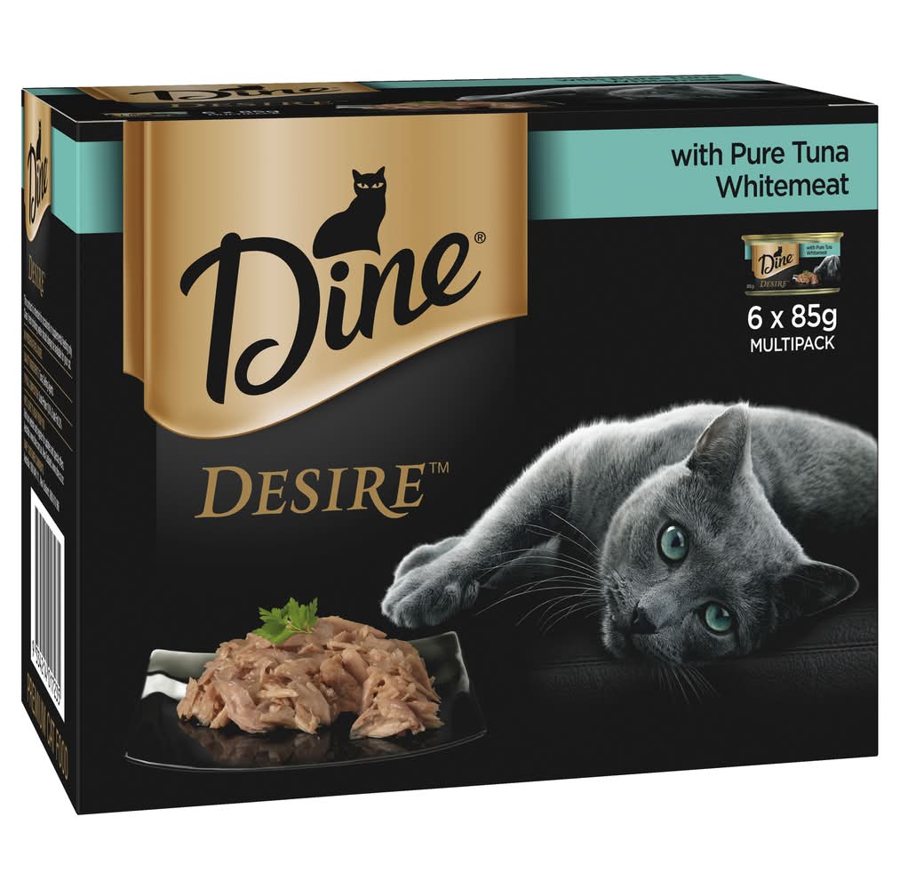Dine Desire Pure Tuna Whitemeat Wet Cat Food, Adult (6 x 85g)