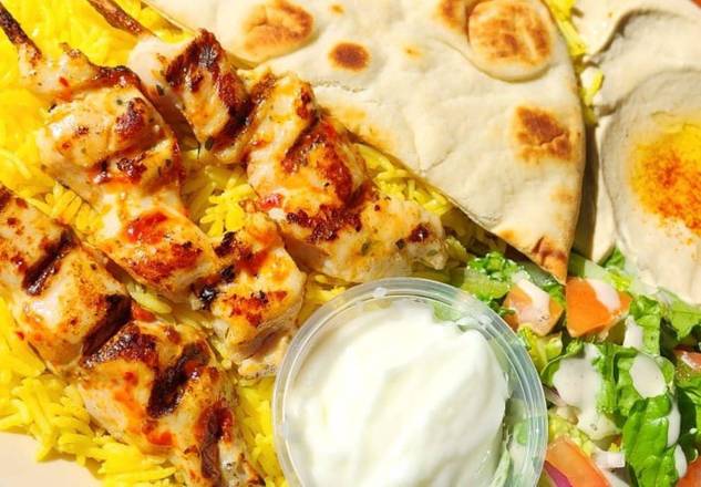 Chicken Kabob Plate With Rice