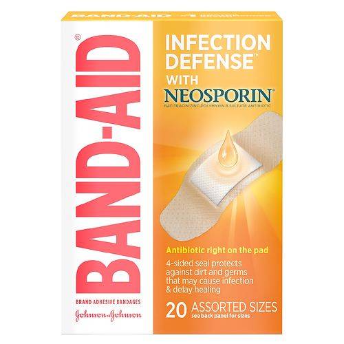 Band Aid Brand Bandages With Neosporin Antibiotic Assorted Sizes - 20.0 ea