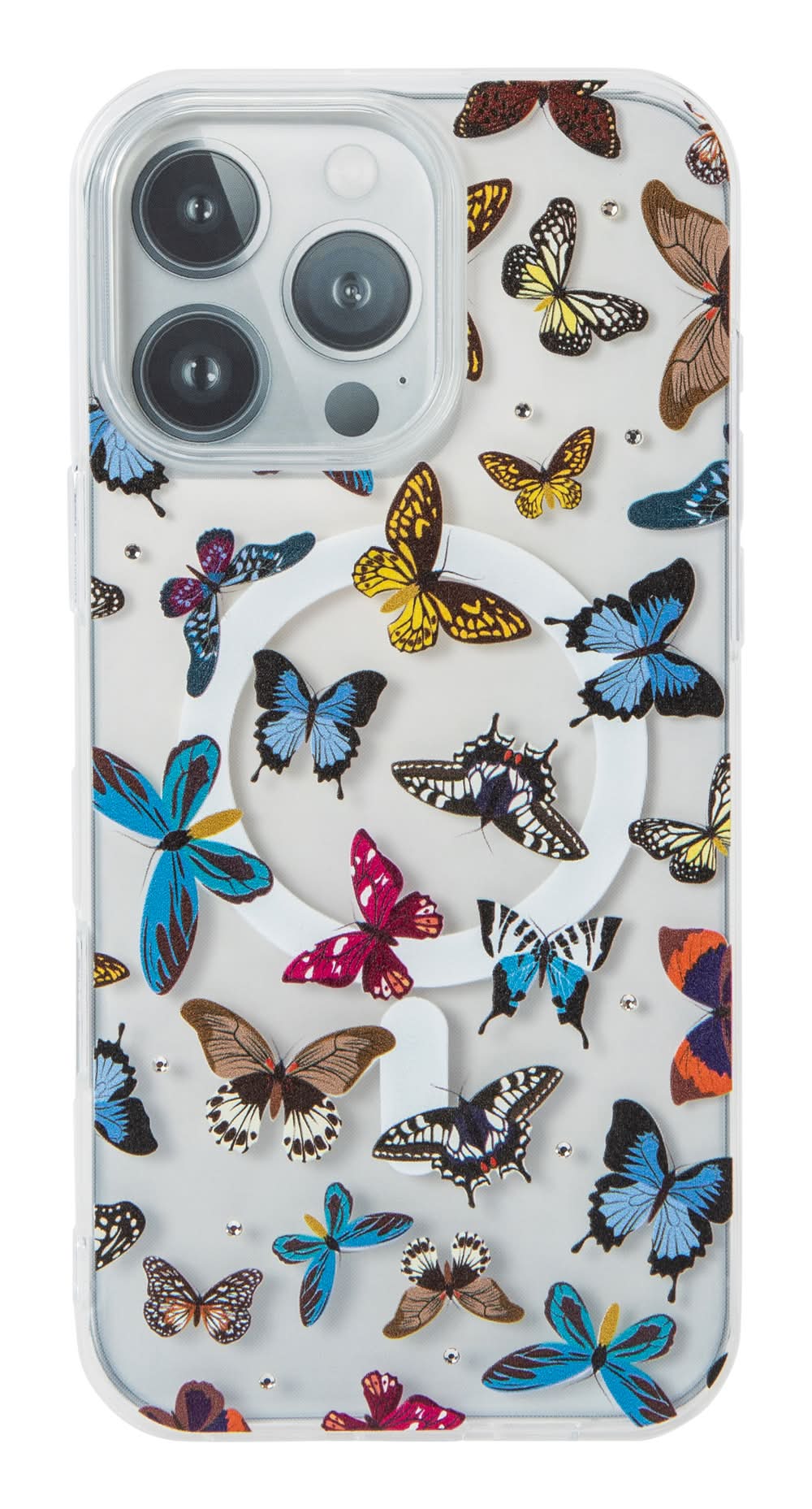 iPhone 16 Pro Max® Clear Crystal Phone Case - MagSafe® Compatible Butterflies