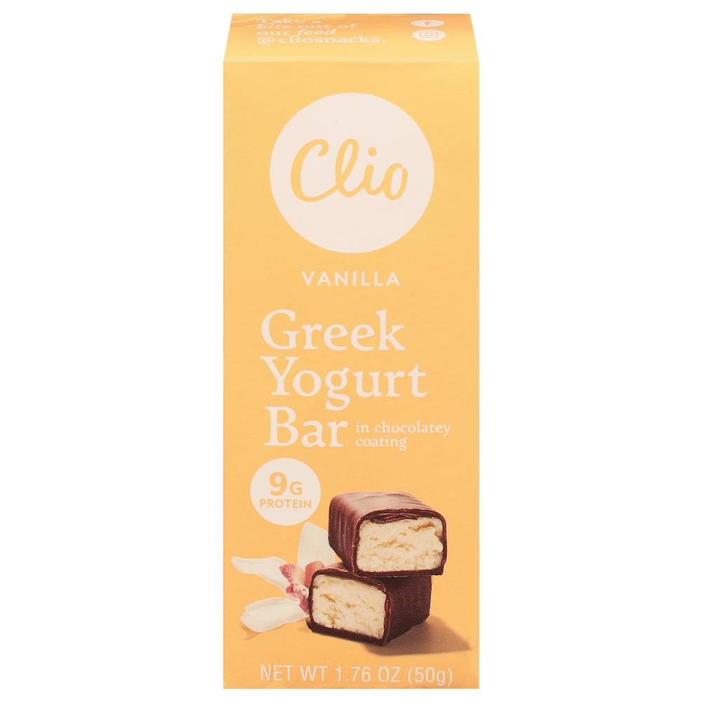 Clio Vanilla Greek Yogurt Bar in Chocolate Coating (1.8 oz)