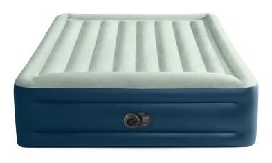 Intex Elevated Pillow Rest Air Mattress With Internal Pump, Queen, Off-White/Blue