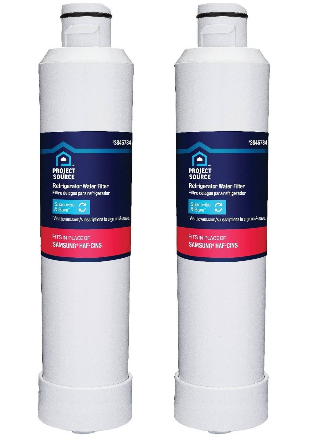 Project Source Twist-in Refrigerator Water Filter S-2-2 Fits Samsung HAF-CINS 2-Pack | 108512