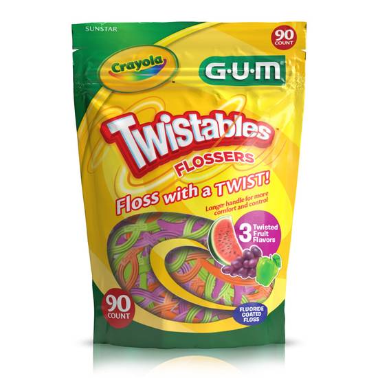 GUM Crayola Twistables Flossers, 90 Count