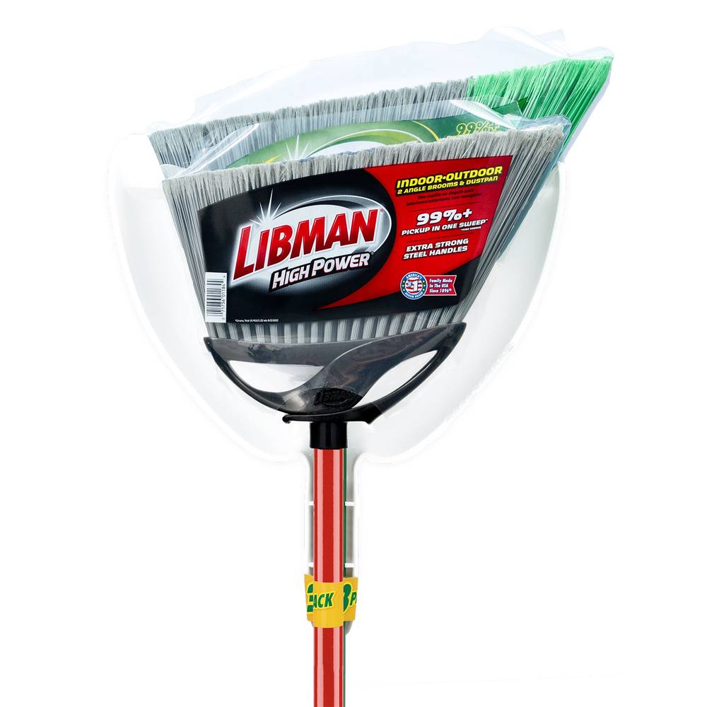 Libman 13.75-in Poly Fiber Multi-surface Angle with Dustpan Upright Broom | 1184