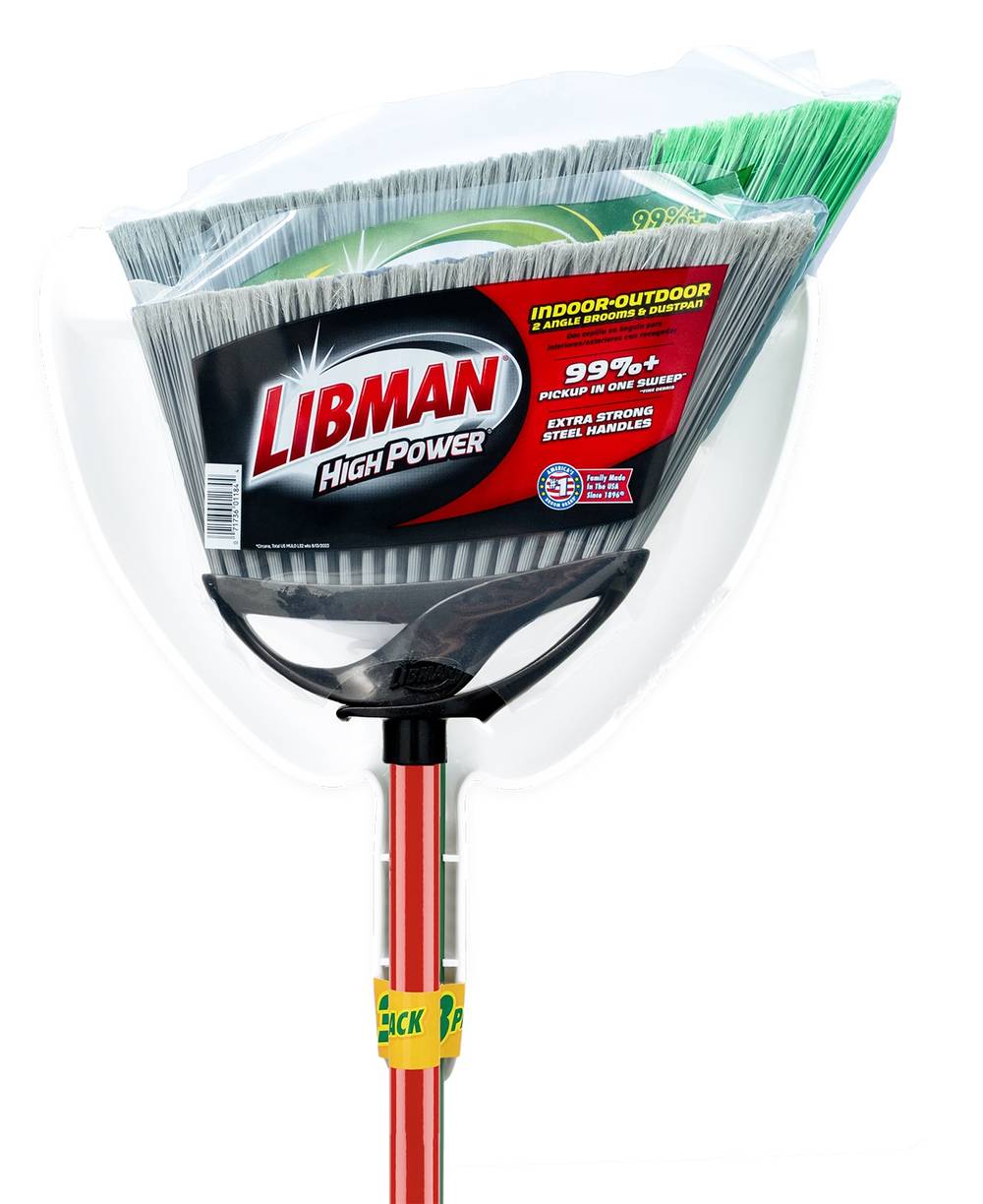 Libman 13.75-in Poly fiber Multi-surface Angle with dustpan Upright Broom | 1184