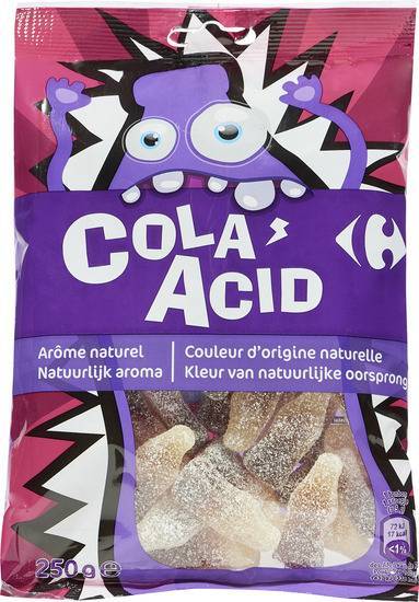 Carrefour Sensation - Bonbons acidulés doux et moelleux au arôme naturel, cola (250g)