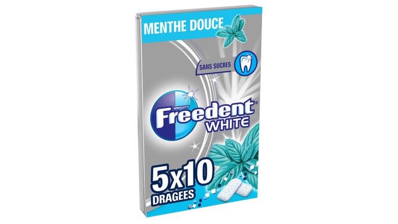 Freedent Chewing-gum à la menthe douce, sans sucres Les 5 étuis de 10, 70g