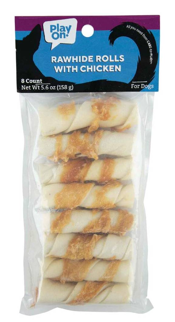 Play On Rawhide Roll With Chicken For Dogs (5.6 oz, 4 ct)