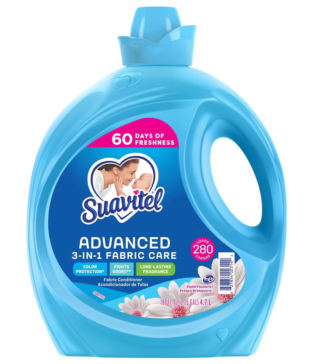 Suavitel Advanced Liquid Fabric Conditioner, Field Flowers, 280 Loads, 160 fl oz