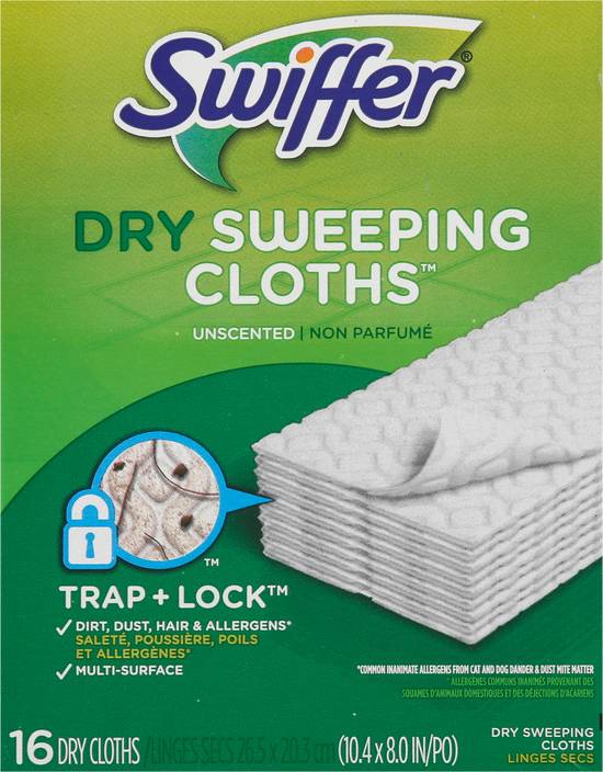 Swiffer Trap+Lock Unscented Dry Sweeping Cloths (16 ct)