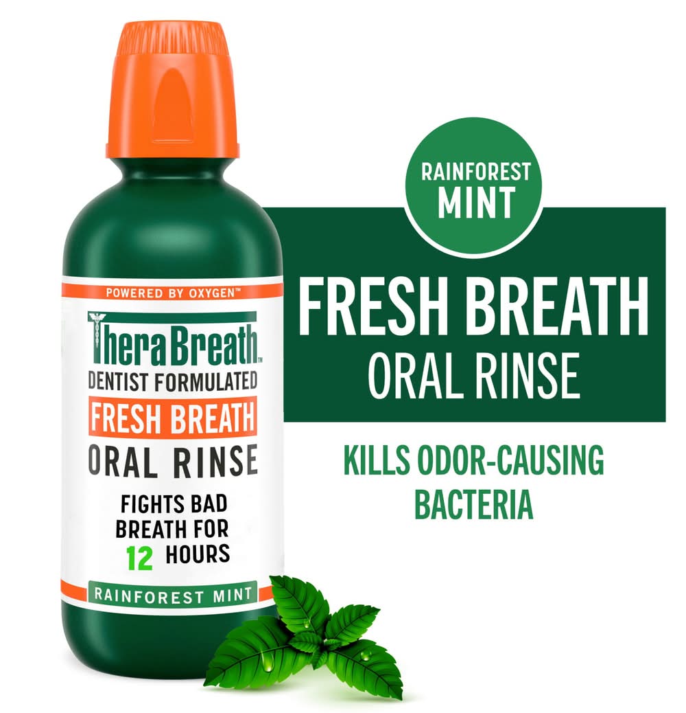 TheraBreath Fresh Breath Oral Rinse, Rainforest Mint (16 fl oz)