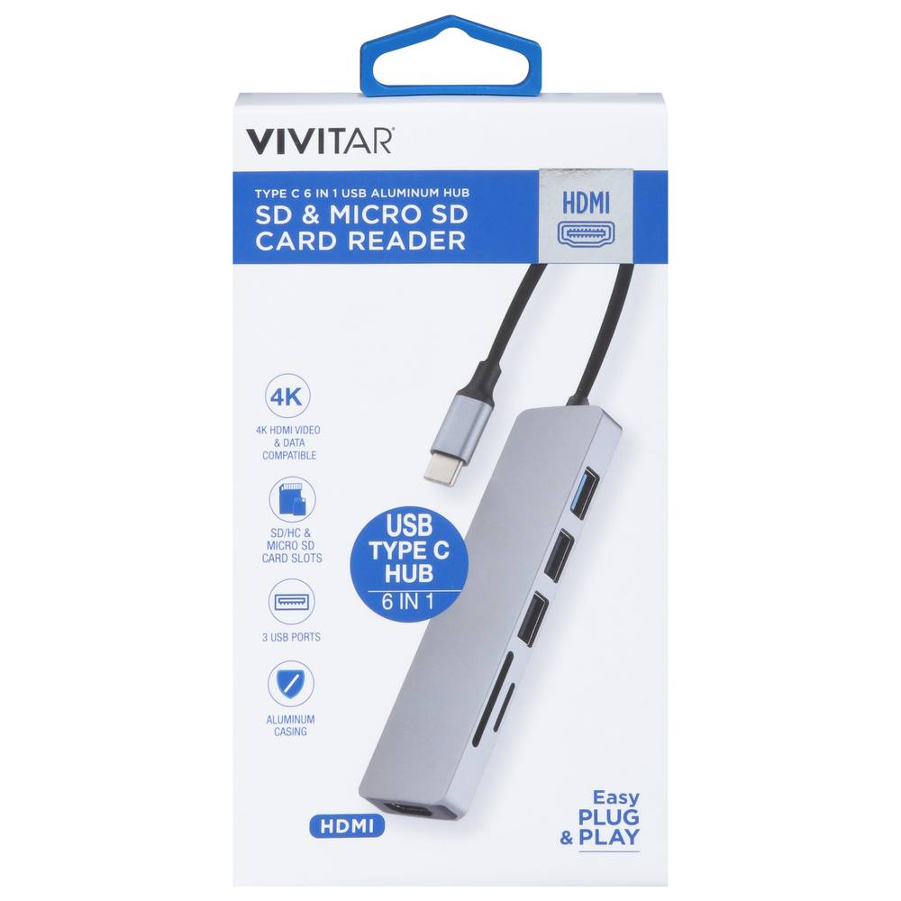 Vivitar Type C 6 in 1 Usb Sd & Micro Sd Card Reader