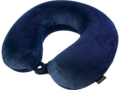Brookstone Memory Foam/Fabric Travel Pillow, Blue (BNPM0004)
