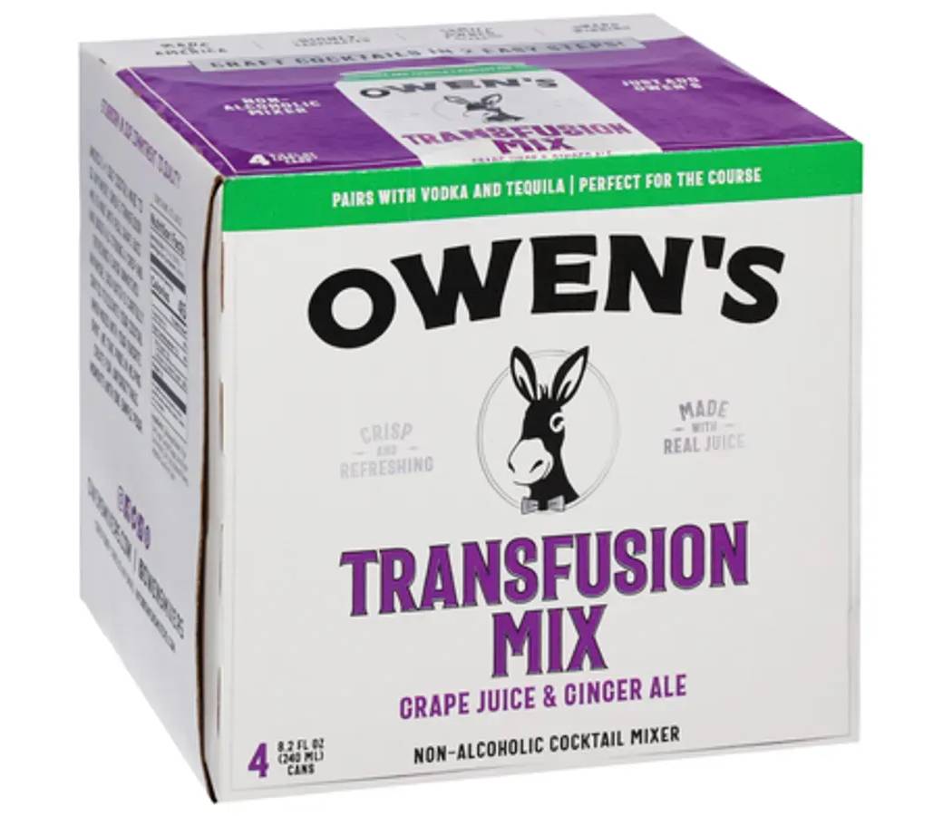 Owen's Transfusion Mix Grape Juice & Ginger Ale - 4 Pack