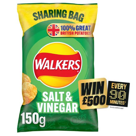 Walkers Salt & Vinegar Sharing Crisps 150g