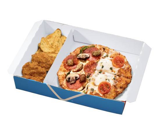 ピザBENTO ドミノ・デラック��ス＆マルゲリータ＋お好きなサイド2個 Pizza BENTO Domino's Deluxe & Margherita + Any 2 Sides