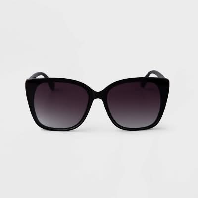 A New Day Women's Metal Oversized Cateye Sunglasses, Black