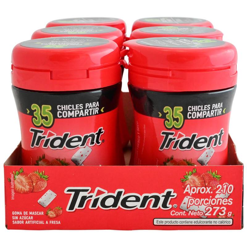Trident CHICLES FRESA S/AZUC 45.5G CAJ*6