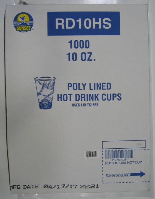 Sunset Poly Lined 10 oz Hot Drink Paper Cups (1000 ct)