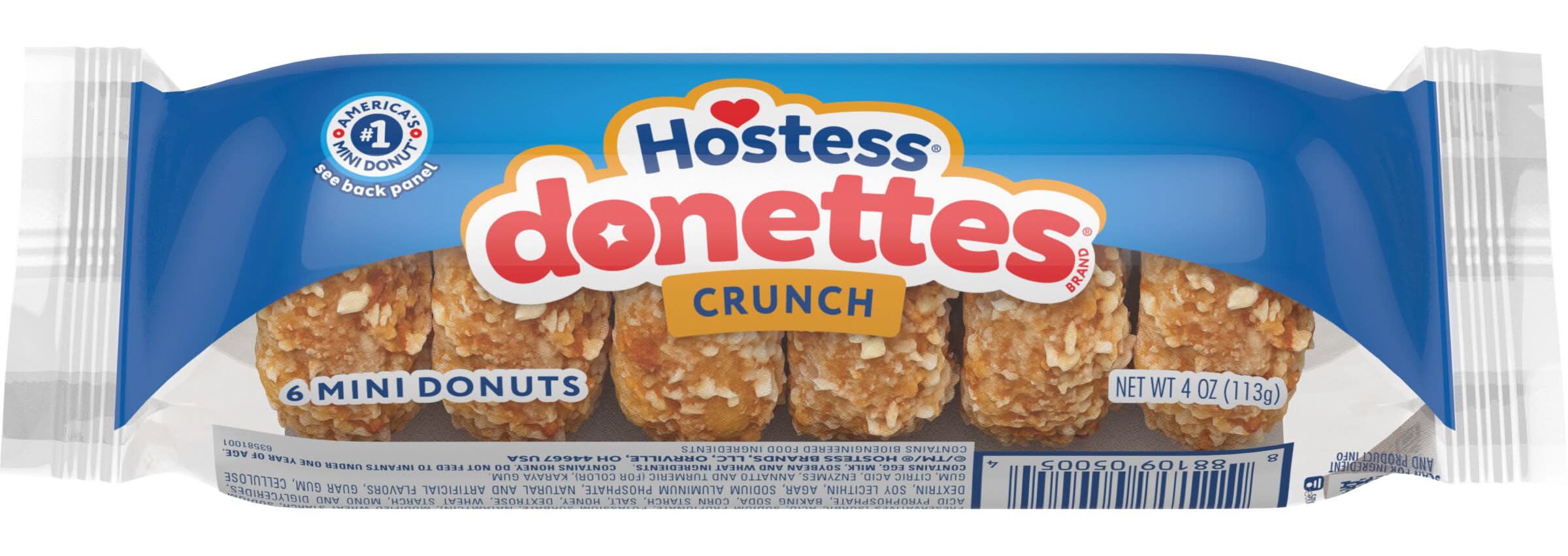 Hostess Donettes Crunch Mini Donuts (4 oz, 6 ct)