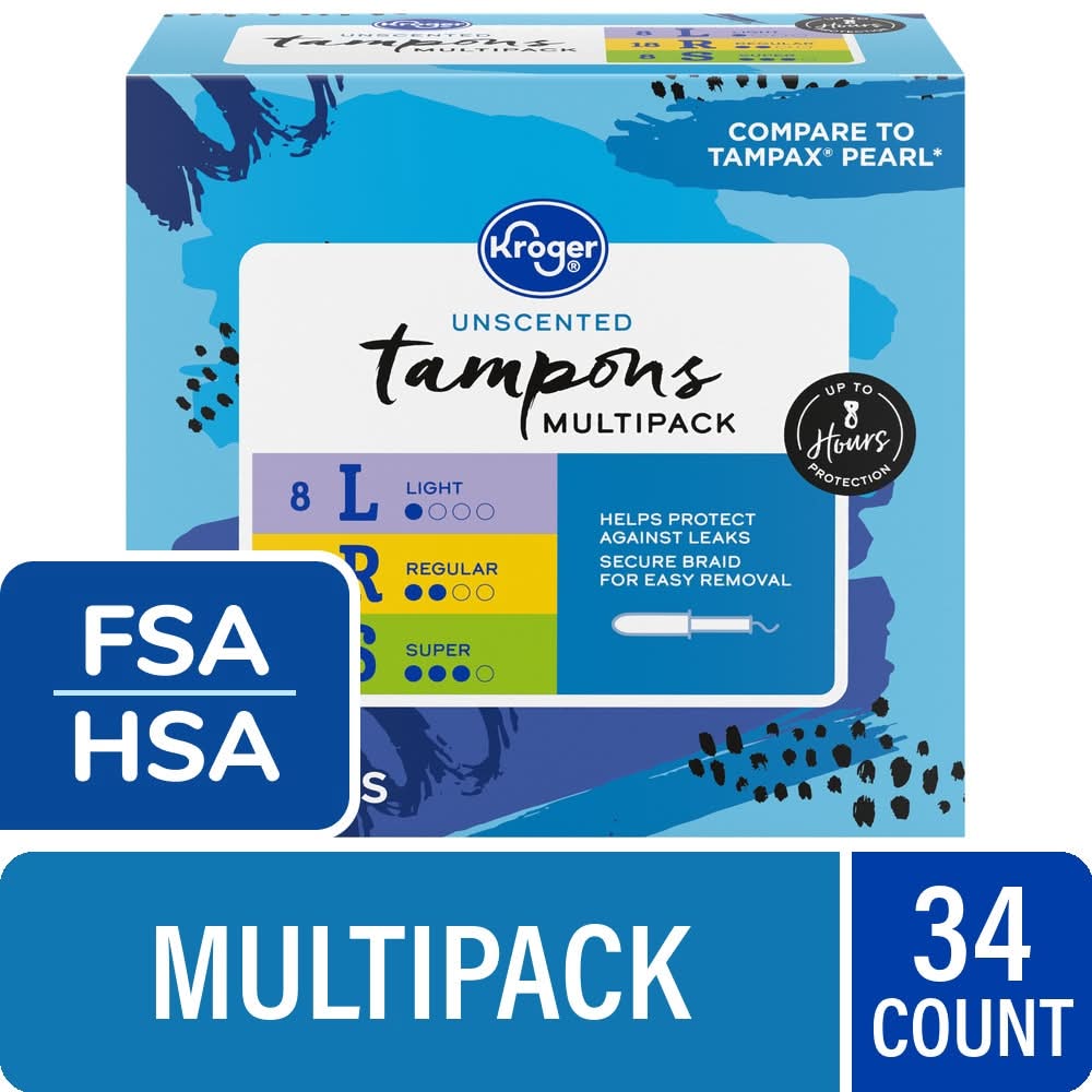 Kroger Unscented Light Regular Tampons Trio pack (34 ct)