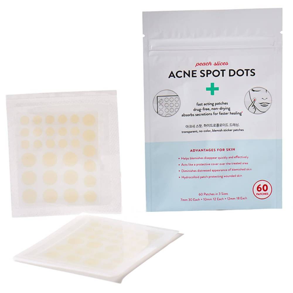 Peach Slices Acne Spot Dots Hydrocolloid Acne Pimple Patches, 60CT