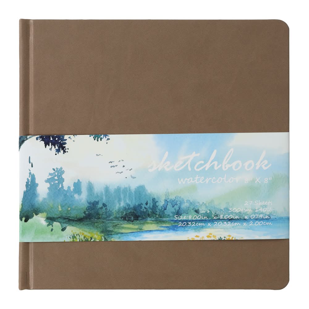 Watercolor Sketch Book 8in x 8in Brown