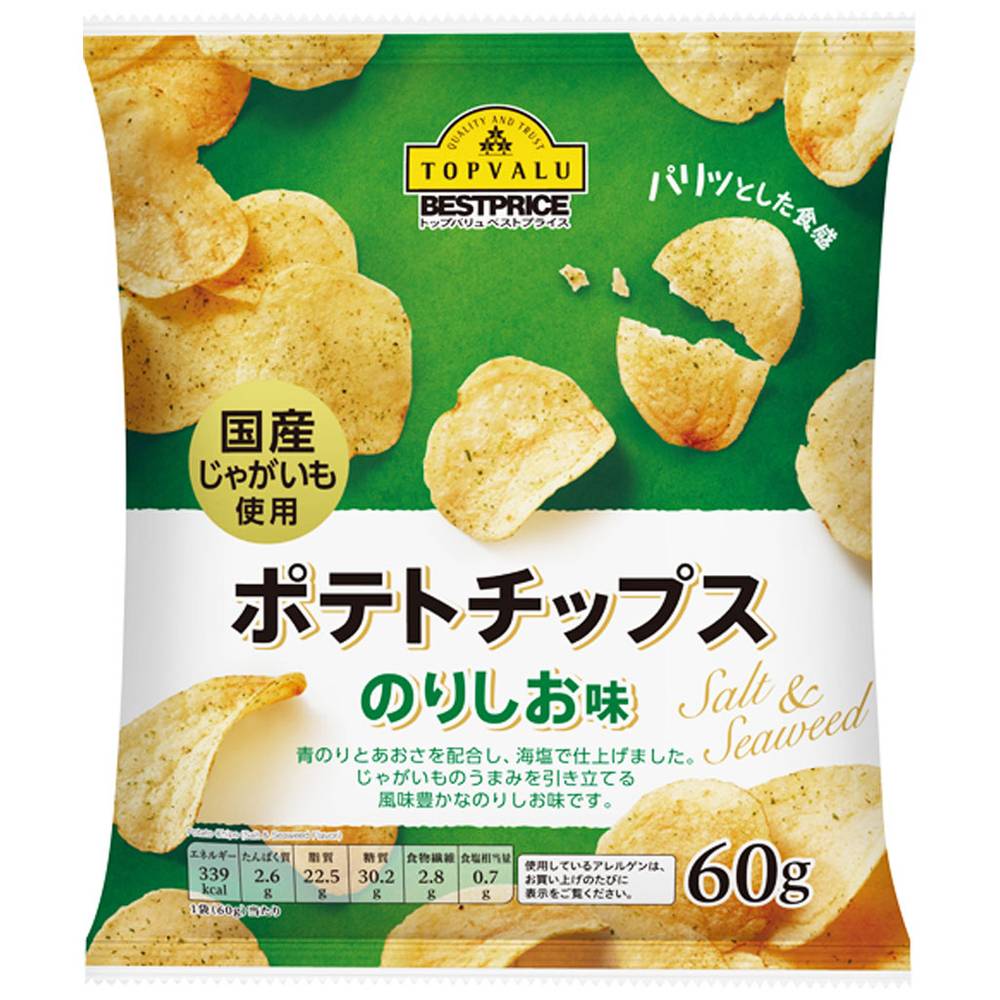 トップバリュ　ベストプライス　ポテトチップス　のりしお味/60g