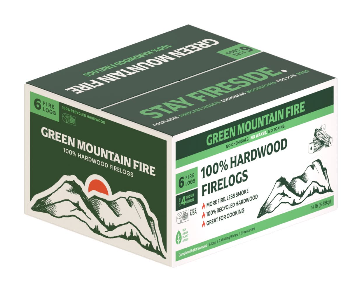 Green Mountain Fire 100% Hardwood Firelogs (14 lbs, 6 ct)