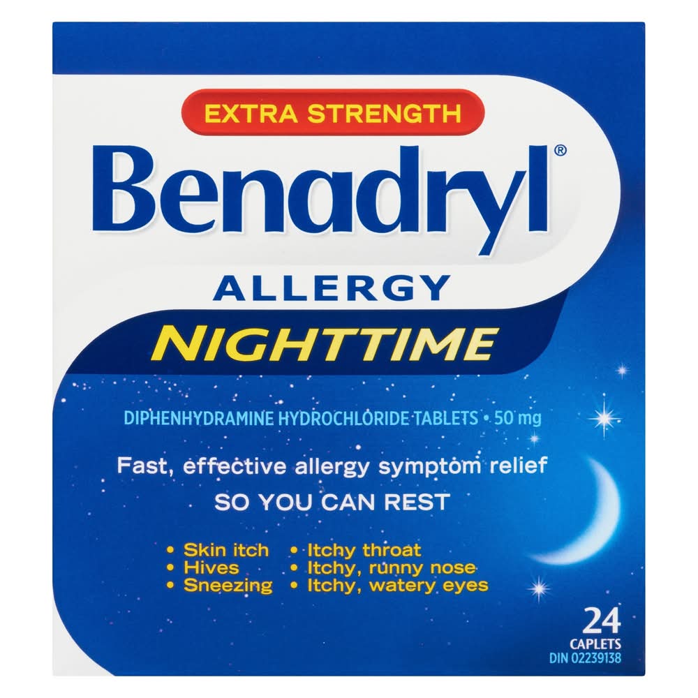 Benadryl Allergy Nighttime Caplets 50 mg (24 ct)