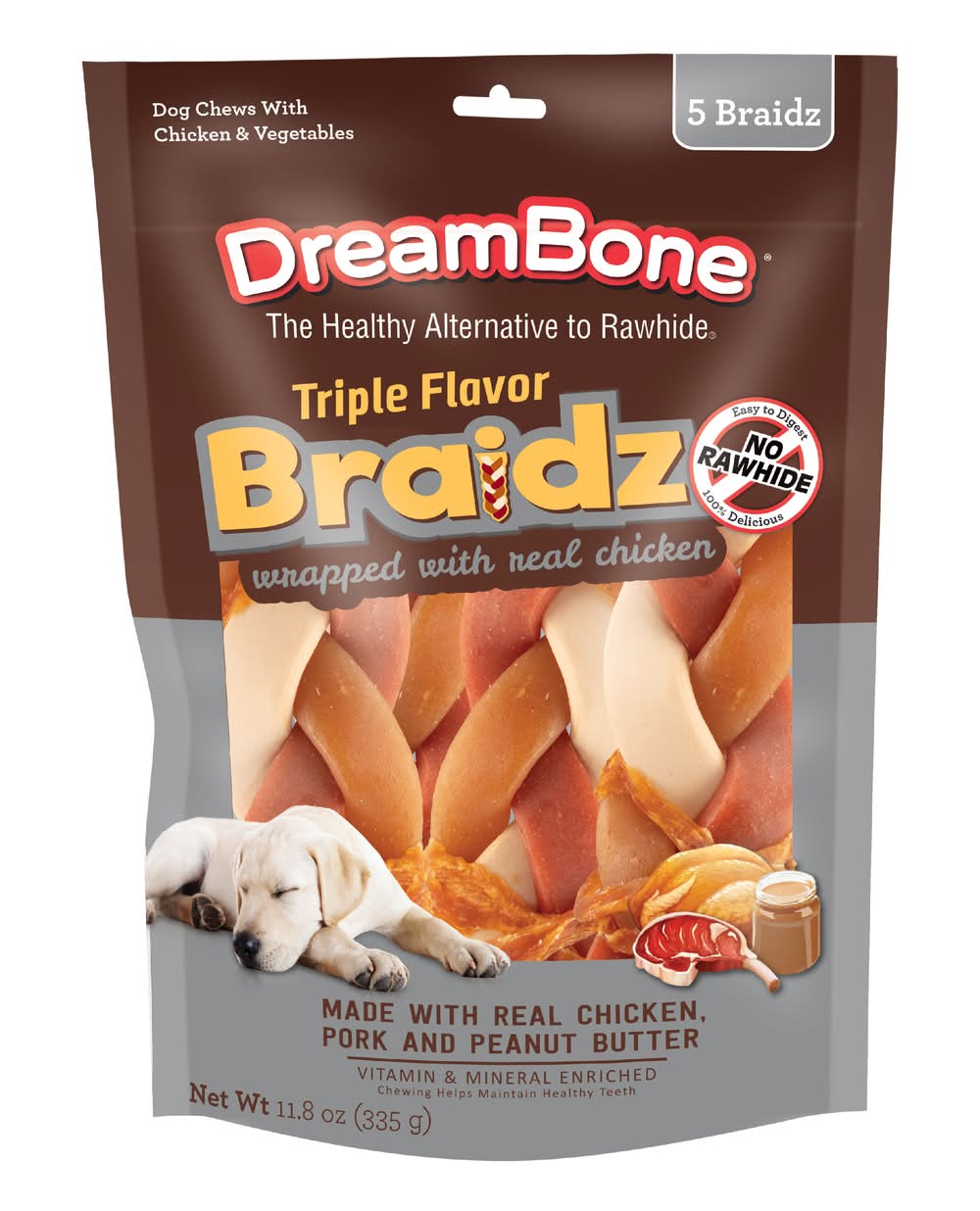 DreamBone Triple Flavor Braidz Wrapped With Chicken (11.8 oz, 5 ct)