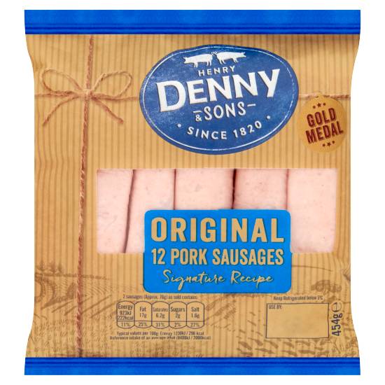 Denny 12 Pork Sausages 454g